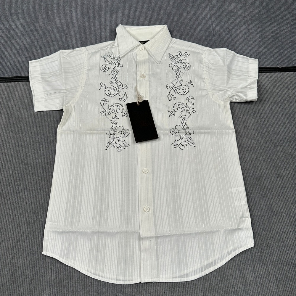 Franky Max Y2K Boys White Rhinestone Eagle Shirt M 8-10 NWT